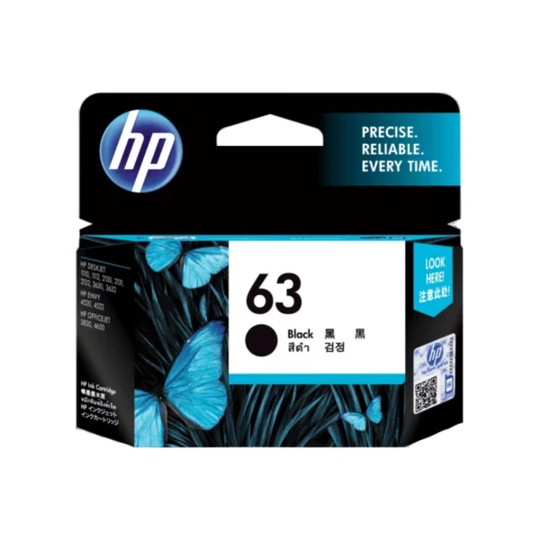 HP 63 Black Ink Original Cartridge (F6U62AA)